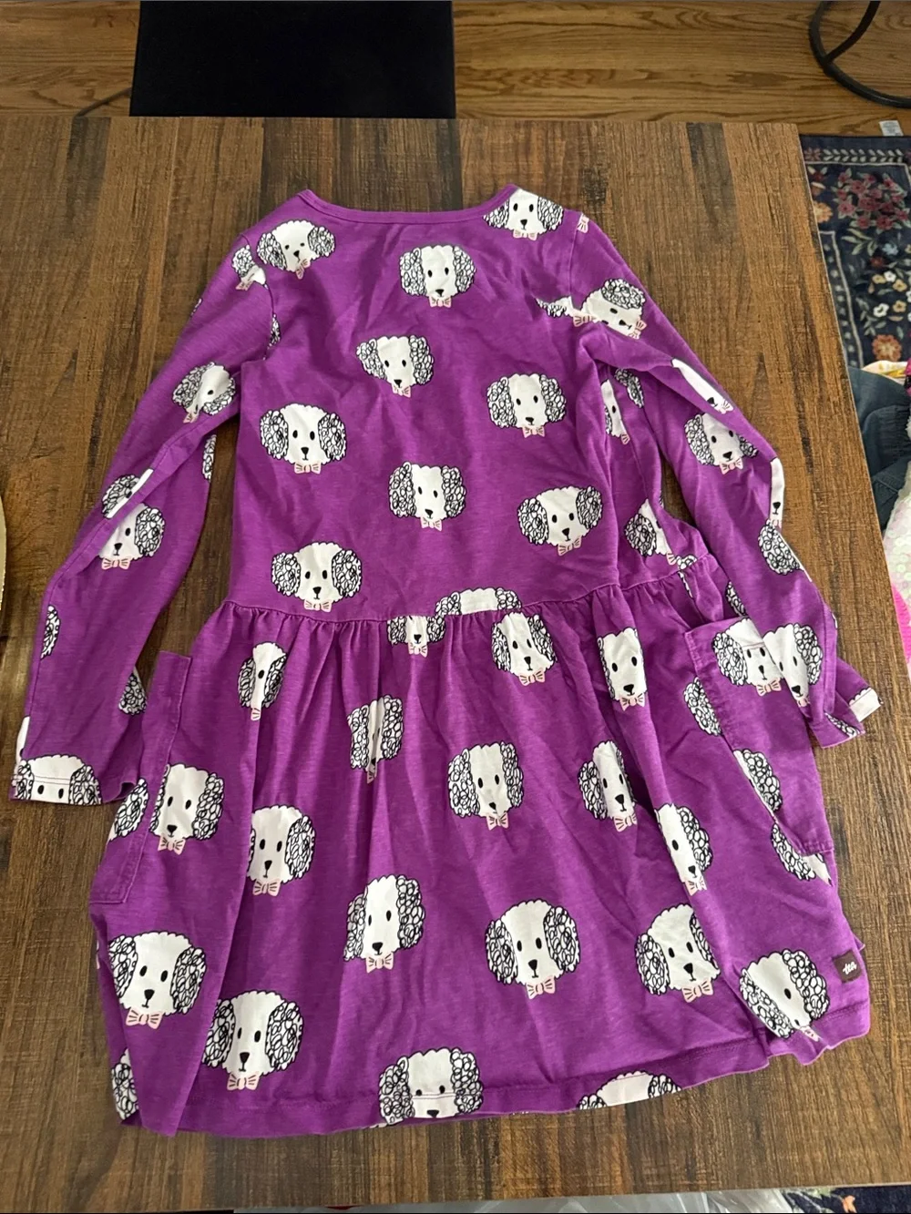 Tea Collection Purple Dog-Print Long Sleeve Dress